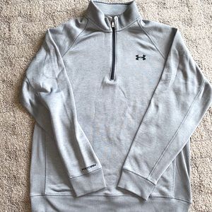 Under Armour 1/4 Zip STORM ColdGear Pullover Loose Fit Silver Size L
